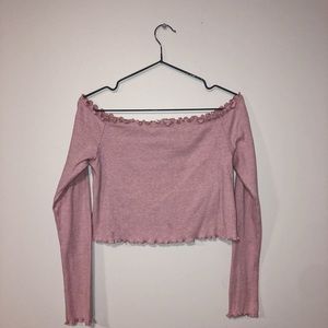 DIVIDED Crop Pink Off the Shoulder Top